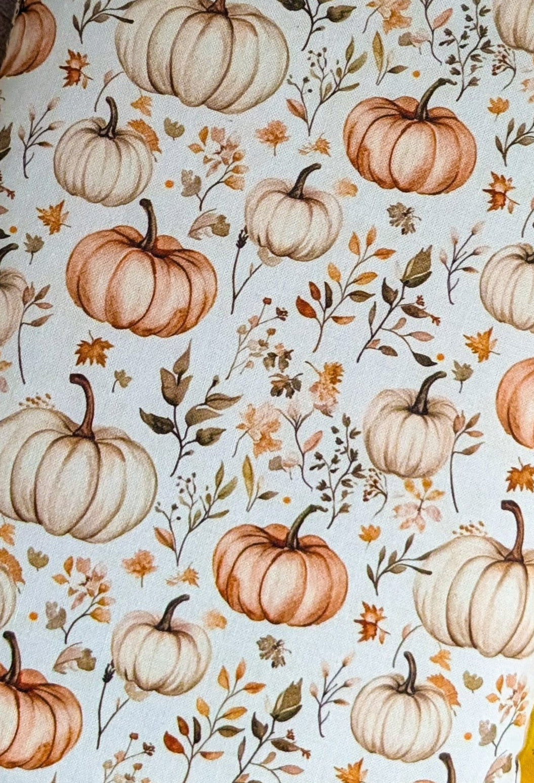 Pochette à livre et liseuse imprimé citrouilles fond crème