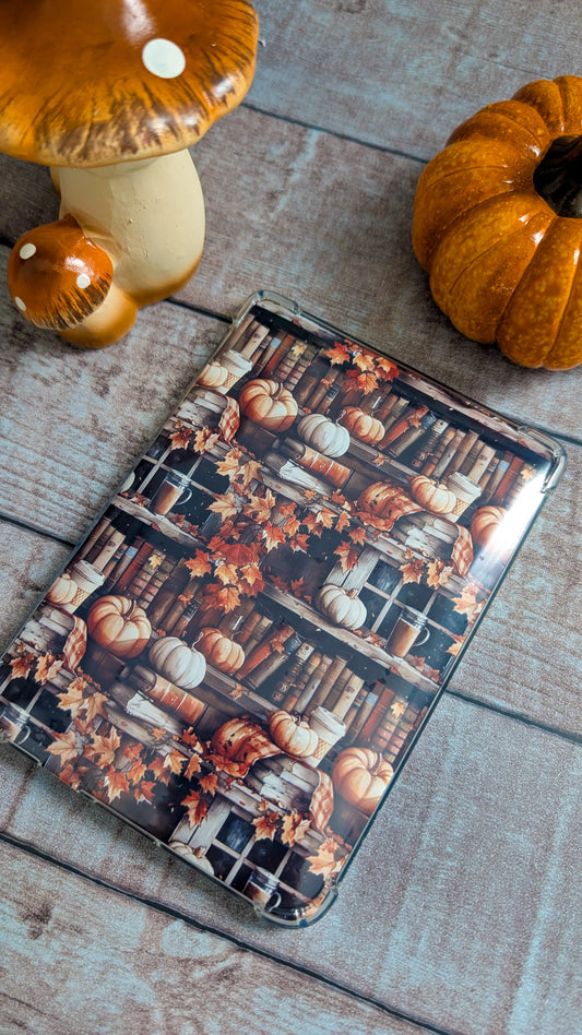 Fond automne bibliothèque et citrouilles pour liseuses KOBO et KINDLE