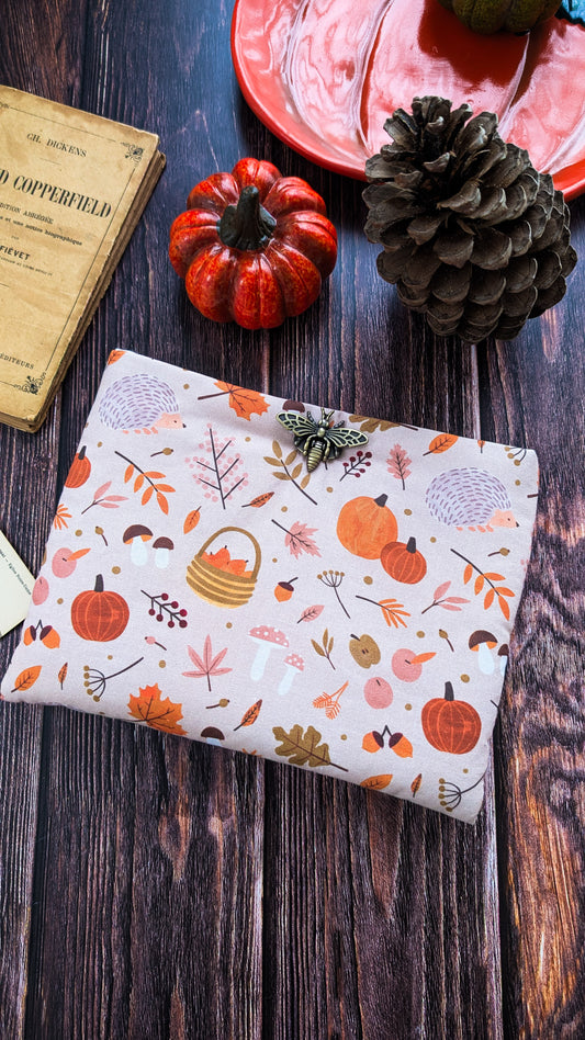Pochette à livre et liseuse imprimé panier d'automne