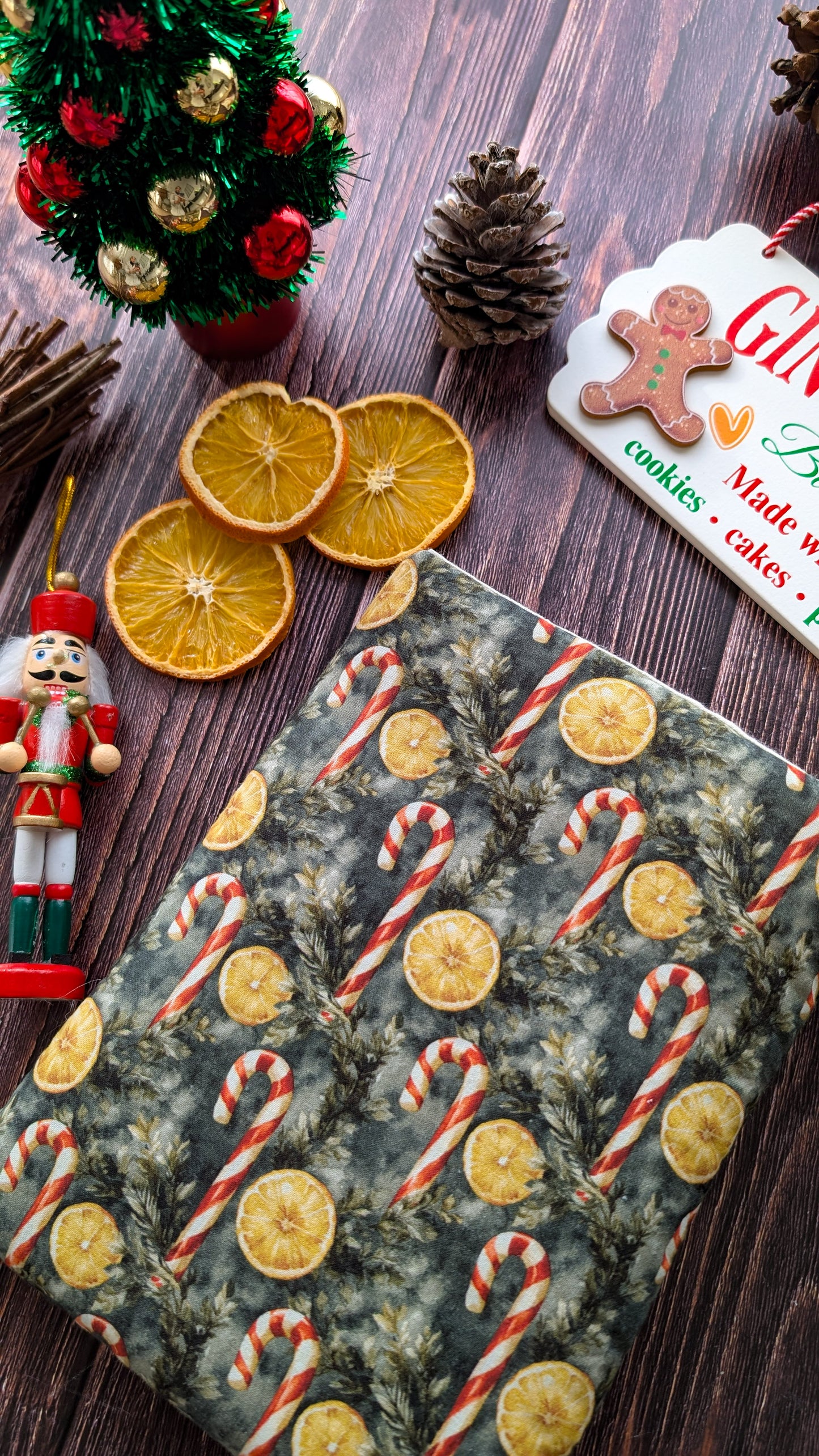 Pochette à livre et liseuse imprimé sucres d'orge