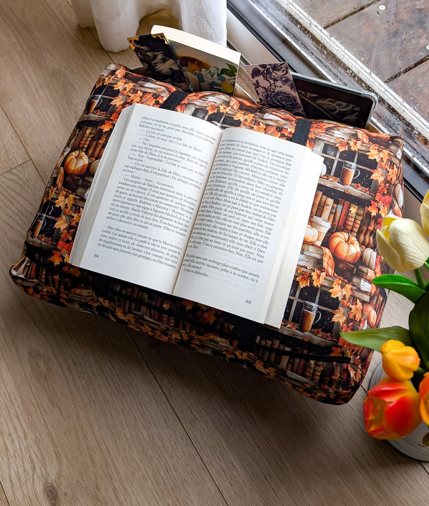 Maxi coussin de lecture avec poches PERSONNALISABLE