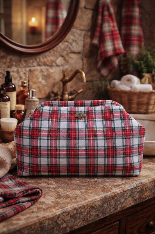 Trousse de toilette Tartan rouge et blanc